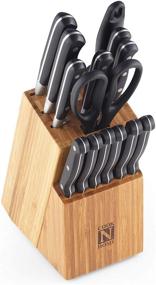 img 1 attached to Premium Quality Cook N Home 15-Piece Knife Set with Bamboo Storage Block - Sleek Stainless Steel Blades - Stylish Silver Finish