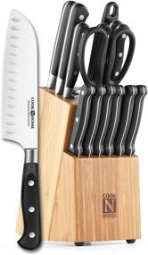 img 2 attached to Premium Quality Cook N Home 15-Piece Knife Set with Bamboo Storage Block - Sleek Stainless Steel Blades - Stylish Silver Finish