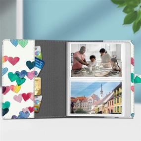 img 3 attached to 📸 Fintie Raining Hearts Photo Album – 112 Photos Wallet Album, Vegan Leather Cover with Snap Fastener