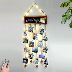 img 4 attached to 🖼️ AgoKud Collage Wall Decor Photo Display Frames - Picture Board with Blackboard, Light Control Remote and 30 Clips (Wooden Lubricious)