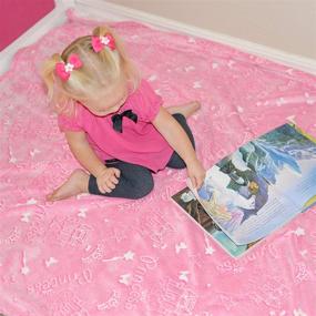 img 3 attached to 👸 Princess Glow in The Dark Luminous Magical Blanket for Little Girls - Soft Plush Pink Fantasy Castle Blanket Throw for Kids - Large 60in x 50in with Glowing Stars - Perfect Gift for Girls