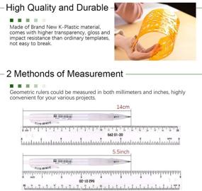 img 2 attached to 📐 Keadic, комплект из 12 пластиковых чертежных шаблонов с алюминиевой линейкой архитектора: идеально подходит для черчения, иллюстраций, архитектуры и учебных заданий.