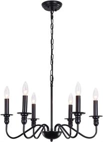 img 2 attached to 6-Light Black Chandelier Fixture, Farmhouse Candle Hanging Light, Modern Rustic Industrial Pendant Lighting for Dining Room Kitchen Living Room Cafe Shop