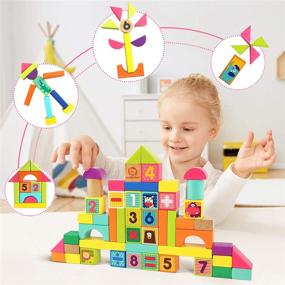 img 3 attached to 🏗️ Wooden Building Blocks for Toddlers - TOP BRIGHT Construction Toys