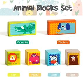 img 2 attached to 🏗️ Wooden Building Blocks for Toddlers - TOP BRIGHT Construction Toys