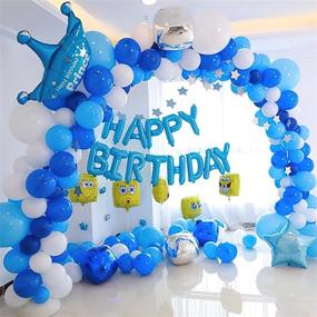 img 2 attached to 🎉 PartyWoo Happy Birthday Balloon Set - Letter & Party Balloons, Blue Foil Decorations for Birthday Parties