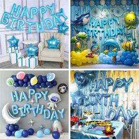 img 1 attached to 🎉 PartyWoo Happy Birthday Balloon Set - Letter & Party Balloons, Blue Foil Decorations for Birthday Parties