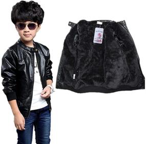 img 1 attached to 🧥 Stylish Stand Collar Leather Jacket - Perfect for Boys' Clothing in Jackets & Coats