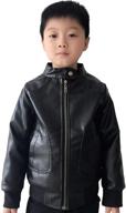 🧥 stylish stand collar leather jacket - perfect for boys' clothing in jackets & coats logo