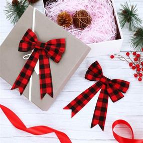 img 2 attached to Stylish Christmas Plaid Bows: 20-Piece Set for Xmas Tree & Home Decoration – 5 x 7 Inch (Black-White)