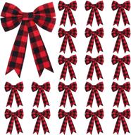 stylish christmas plaid bows: 20-piece set for xmas tree & home decoration – 5 x 7 inch (black-white) logo