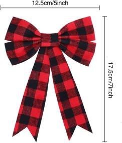 img 3 attached to Stylish Christmas Plaid Bows: 20-Piece Set for Xmas Tree & Home Decoration – 5 x 7 Inch (Black-White)