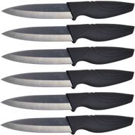 🔪 set of 6 nano id ceramic black blade steak knives - expertly sharpened kitchen cutlery logo