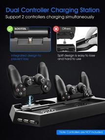 img 2 attached to 🎮 Kootek PS4 Vertical Stand with Cooling Fan & Dual Controller Charging Station, USB HUB & Dual Charger Ports – Slim/Regular PlayStation 4 Compatible (Not for PS4 Pro)