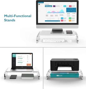 img 1 attached to Vellenty Products Clear Acrylic Monitor Stand - Versatile PC Desk Stand with Keyboard and Multi-Media Storage - Ideal for Home Office and Business Use