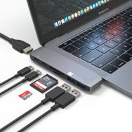 🔌 адаптер dongle usb type-c zoozu для macbook pro 2016-2019 и macbook air 2018-2019 - thunderbolt 3, зарядка, usb-c, 4k hdmi, 2 порта usb 3.0, слот для карт sd/micro (серый космос) логотип