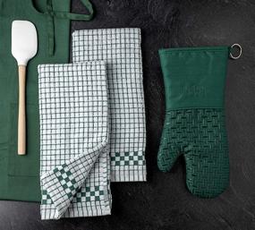 img 1 attached to 🧤 Xlnt Extra Long Oven Mitts (Green) with Teflon EcoElite: Heat Resistant, Non Slip Gloves for Oven Cooking, Grill & BBQ