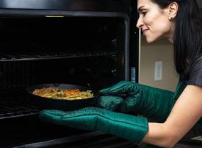 img 4 attached to 🧤 Xlnt Extra Long Oven Mitts (Green) with Teflon EcoElite: Heat Resistant, Non Slip Gloves for Oven Cooking, Grill & BBQ