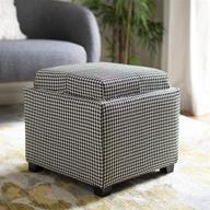 safavieh home collection harrison black and white gingham square tray storage ottoman with foot rest logo