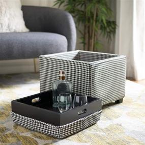 img 3 attached to Safavieh Home Collection Harrison Black and White Gingham Square Tray Storage Ottoman with Foot Rest