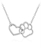 🐾 manzhen love heart paw print necklace for girls - cute pet dog puppy pendant, perfect gift logo