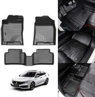 🚗 kust all weather tpe floor liner set for 2016-2021 honda civic sedan/hatchback/type r - 2 row mats with durable odorless 3d design logo