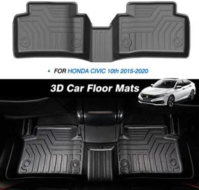 img 3 attached to 🚗 KUST All Weather TPE Floor Liner Set for 2016-2021 Honda Civic Sedan/Hatchback/Type R - 2 Row Mats with Durable Odorless 3D Design