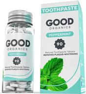 good organics fluoride-free mint natural toothpaste tablets + whitening - eco-friendly zero waste glass containers, xylitol-infused, plastic-free & perfect for travel - 90 count logo