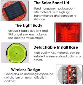 img 3 attached to Aolyty Solar Strobe Warning Light 360 Degree Super Bright Waterproof IP48 For Construction Traffic Dock Marine Wireless Light Control Flashing (White)