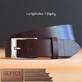 img 2 attached to 👜 Sepici Leather: Premium Black Tobacco or Brown Leather Straps 9/10 oz Thickness, 1/2" Inch to 4" Width, Length 50-60 Inches (Brown, 1-1/2")