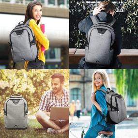 img 3 attached to 🎒 15.6 Inch Water Resistant Laptop Backpack with USB Charging Port - Ideal College Travel Daypack for Men & Women (Light Grey)