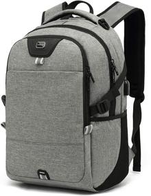 img 4 attached to 🎒 15.6 Inch Water Resistant Laptop Backpack with USB Charging Port - Ideal College Travel Daypack for Men & Women (Light Grey)