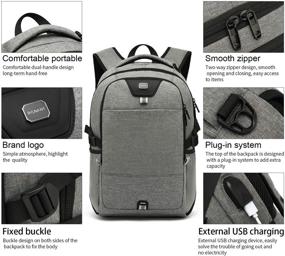 img 1 attached to 🎒 15.6 Inch Water Resistant Laptop Backpack with USB Charging Port - Ideal College Travel Daypack for Men & Women (Light Grey)