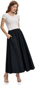 img 3 attached to Soojun Women's Solid Cotton Linen Retro Vintage A-line Long Flowy Skirts: Classic Style with a Modern Twist