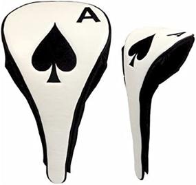 img 1 attached to Protective and Stylish: JP Lann Golf Ace of Spades Driver Head Cover with Magnetic Closure, Black/White