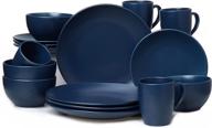 🔵 dark blue matte dinnerware set logo