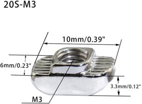 img 3 attached to Оптимизировано для SEO: KOOTANS - 50 шт. серия 2020, резьба М3, гаечные изделия европейского стандарта T-образные, гайки-стопорные с головкой "молотка", наполовину круглые с прокатной резьбой, для пазов 20-й серии профиля из алюминиевого экструзионного профиля T-образного, 6 мм.