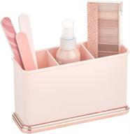 💄 mdesign pink/rose gold plastic makeup organizer caddy bin for vanity countertops or cabinet - divided sections for makeup brushes, eye/lip pencils, lipstick, lip gloss, concealers logo