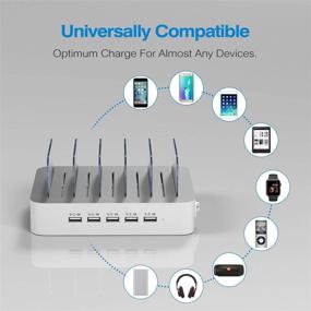 img 3 attached to Органайзер с док-станцией для зарядки 5 портов USB от MSTJRY - многопортовое 🔌 зарядное устройство для iPhone, iPad, мобильного телефона, планшета - белый (в комплекте 6 коротких кабелей)