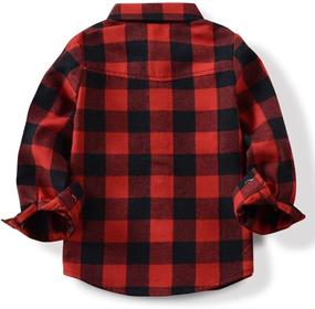 img 3 attached to OCHENTA Little Flannel Boys' Clothing with Button Sleeves for Tops, Tees & Shirts