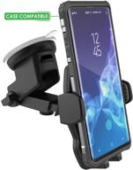 xl car mount for galaxy s8/s9/s10/s20 plus - encased, case friendly vehicle phone holder with adjustable windshield & dashboard mount logo