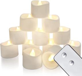 img 4 attached to Homemory Remote Control Flickering Tea Lights - Long Lasting Battery Operated LED Candles with Remote, Ideal for Home Decor and Seasonal Celebrations - Pack of 12, Warm White Light