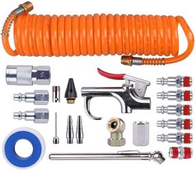 img 4 attached to 🔧 WYNNsky 1/4 Inch NPT Air Accessory Kit - 20 Piece, Air Compressor Hose Tool Set with Coil PU Hose/Blow Gun/Tire Gauge/Storage Case