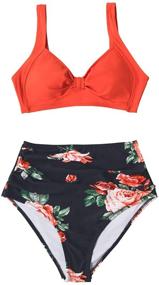 img 3 attached to 🌺 Stylish Floral Orange Waisted Women's Clothing for Swimsuits & Cover Ups - CUPSHE collection