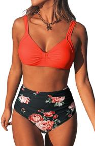 img 4 attached to 🌺 Stylish Floral Orange Waisted Women's Clothing for Swimsuits & Cover Ups - CUPSHE collection