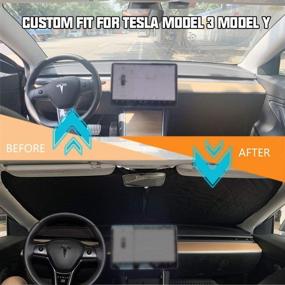 img 3 attached to ROCCS Tesla Model 3 Model Y Front Windshield Sunshade - Double Layer Heat Shield Reflective Cover - UV Ray Blocker Sun Visor - Foldable Design with Elastic Rope