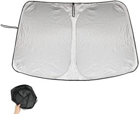 img 4 attached to ROCCS Tesla Model 3 Model Y Front Windshield Sunshade - Double Layer Heat Shield Reflective Cover - UV Ray Blocker Sun Visor - Foldable Design with Elastic Rope