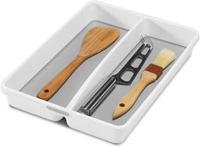 img 3 attached to 🍴 madesmart Classic Mini Utensil Tray - White, CLASSIC COLLECTION, 2-Compartment Kitchen Organizer with BPA-Free Non-slip Lining and Rubber Feet