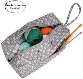 img 2 attached to 👜 Efficient Yarn Storage Bag: Travel Knitting Organizer for Yarn Skeins, Crochet Hooks, and Knitting Needles (Grey)