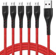 🔌 5-пакет 1-футовых оплетенных микро-usb-кабелей: быстрая зарядка для android-телефона с дополнительной длинной для ps4, samsung galaxy s7/s6, lg (красный) логотип